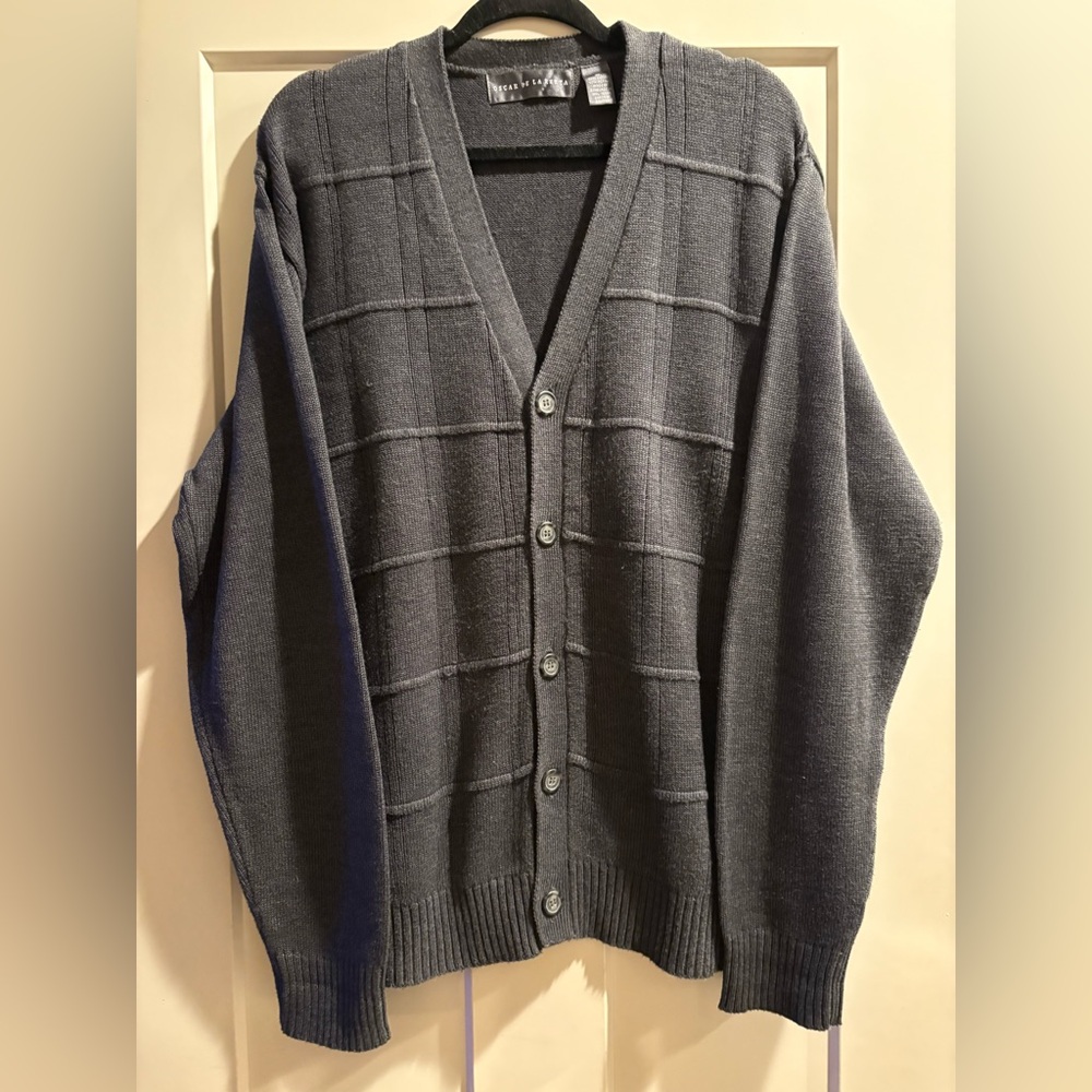 Oscar de la Renta Charcoal Cardigan - Men’s XL - Cotton Blend